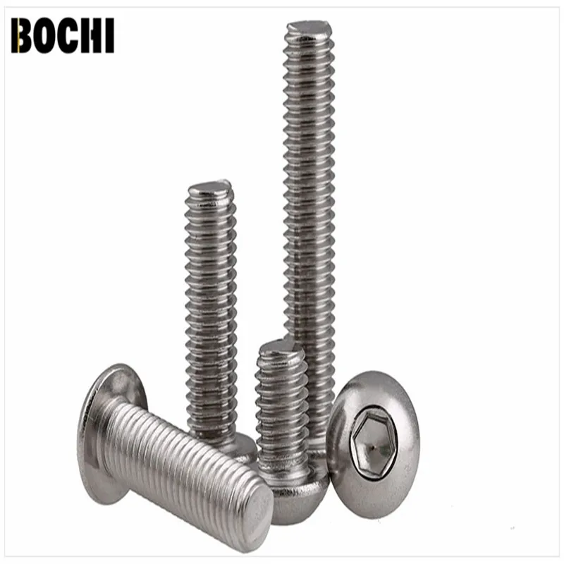 DIN7380 304Stainless steel round head hex socket screws M5*6/8/10/12/14/16/18/20/25/30-100mm Round head bolts mushroom head bolt