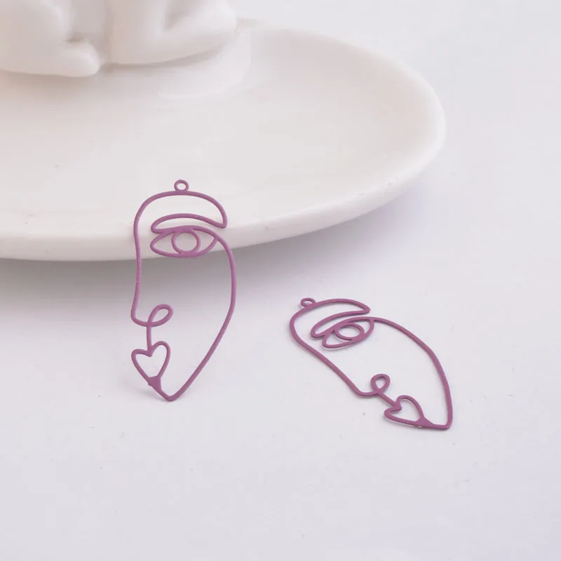 50 Stück AC9607 15*38mm Kreative Gesichts-Ohrringe DIY Handgemachte Charms Metall-Schmuckanhänger – Detail 9