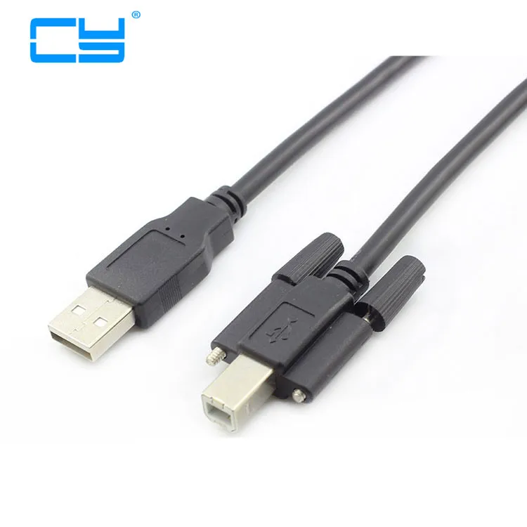 1PCS USB 2.0 A Male To B Male Date Line Cable With Screw Holes Connector For Printer Hard Disk Box Scanner 1.5M/5FT 3M/10FT 5M