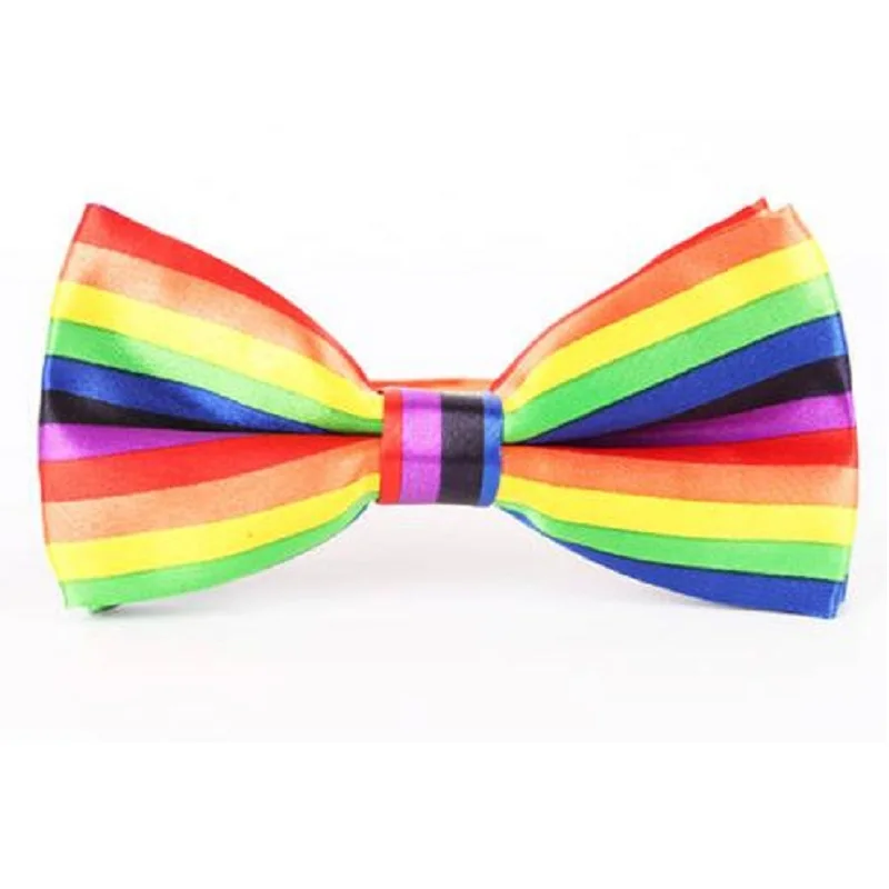 

HOOYI 2019 Men's rainbow Stripe Bow Tie Print Butterfly
