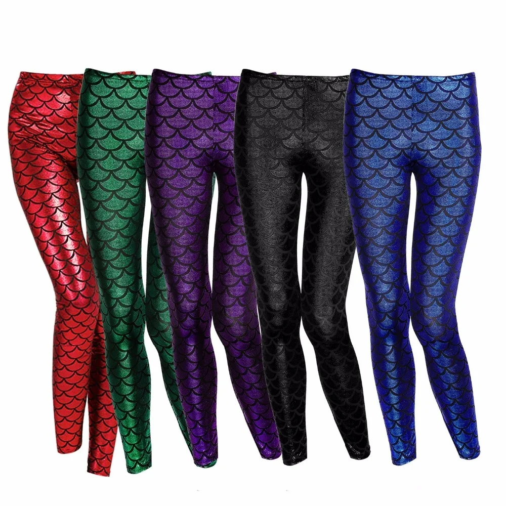 Hot Fish Scale Mermaid Print Skinny Stretchy Panty Broek