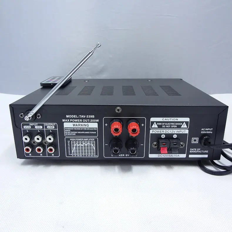 TAV-339B 200วัตต์220โวลต์ไฮไฟเครื่องขยายเสียงคาราโอเกะไมโครโฟนคู่/บัตร/FMเครื่องขยายเสียง