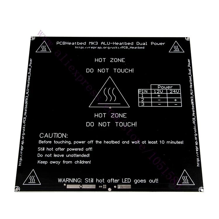 Black 214mmx214mm 2mm thickness MK3 Heat bed Aluminum Heat bed Dual Power 3D Printer RepRap MK3 Heated bed MK2B MK2A Hot bed