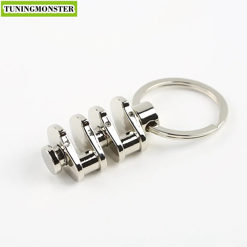 3D Rotatable Crankshaft Shaped Keychain Keyring Key Chain Ring Keyfob Toy Model Metal Car Truck Parts Tuning Gift TUNINGMONSTER