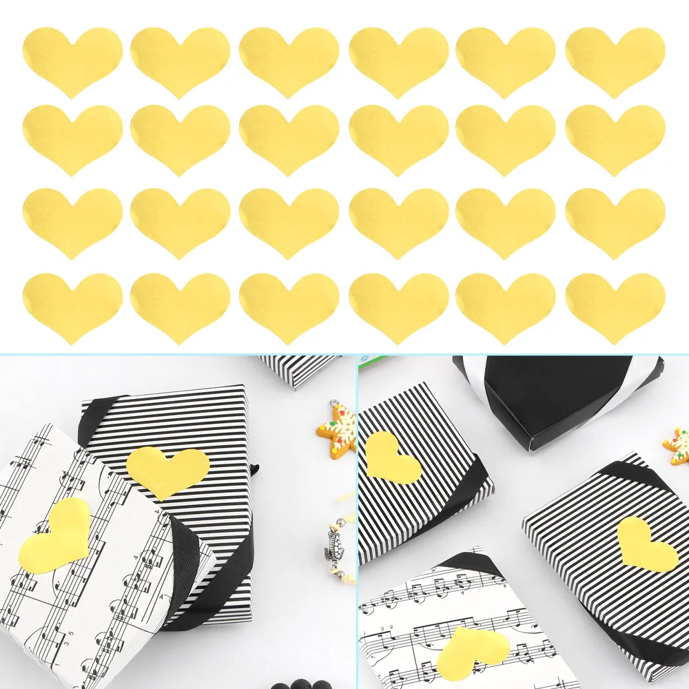 240Pcs/10 Sheets Golden Heart Gold Handmade Cake Candy Packaging Sealing Label Sticker Baking DIY Gift Party Stickers