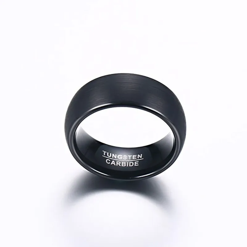 Vnox 8mm Tungsten Carbide Wedding Band Ring for Men Black Color Not Ccratch