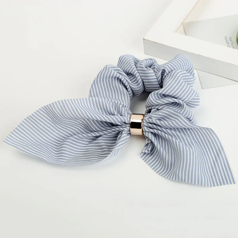 Fashion Retro Striped bow hair ring plaid Fabric Hair Scrunchy Ponytail Holder Hair ties Gum Elastic Hair Bands Rubber Bands