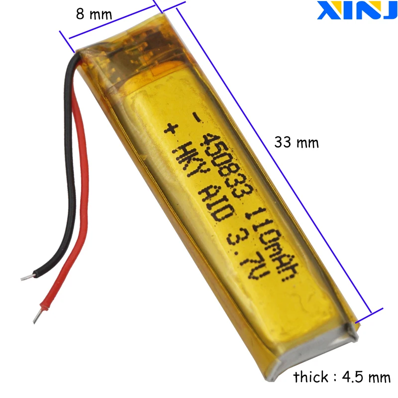 5pcs 3.7V 110 mAh 450833 Polymer Li Lipo Battery Cell For DashCam Car Camera DVC Headphones Bluetooth Speaker Headset Earphone