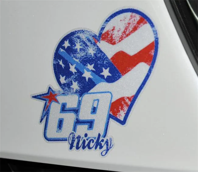 motorsport Nicky Hayden 69 stickers adesivo decals retro heart Amercian flag moto racing sticker motorcycle motocross scooter