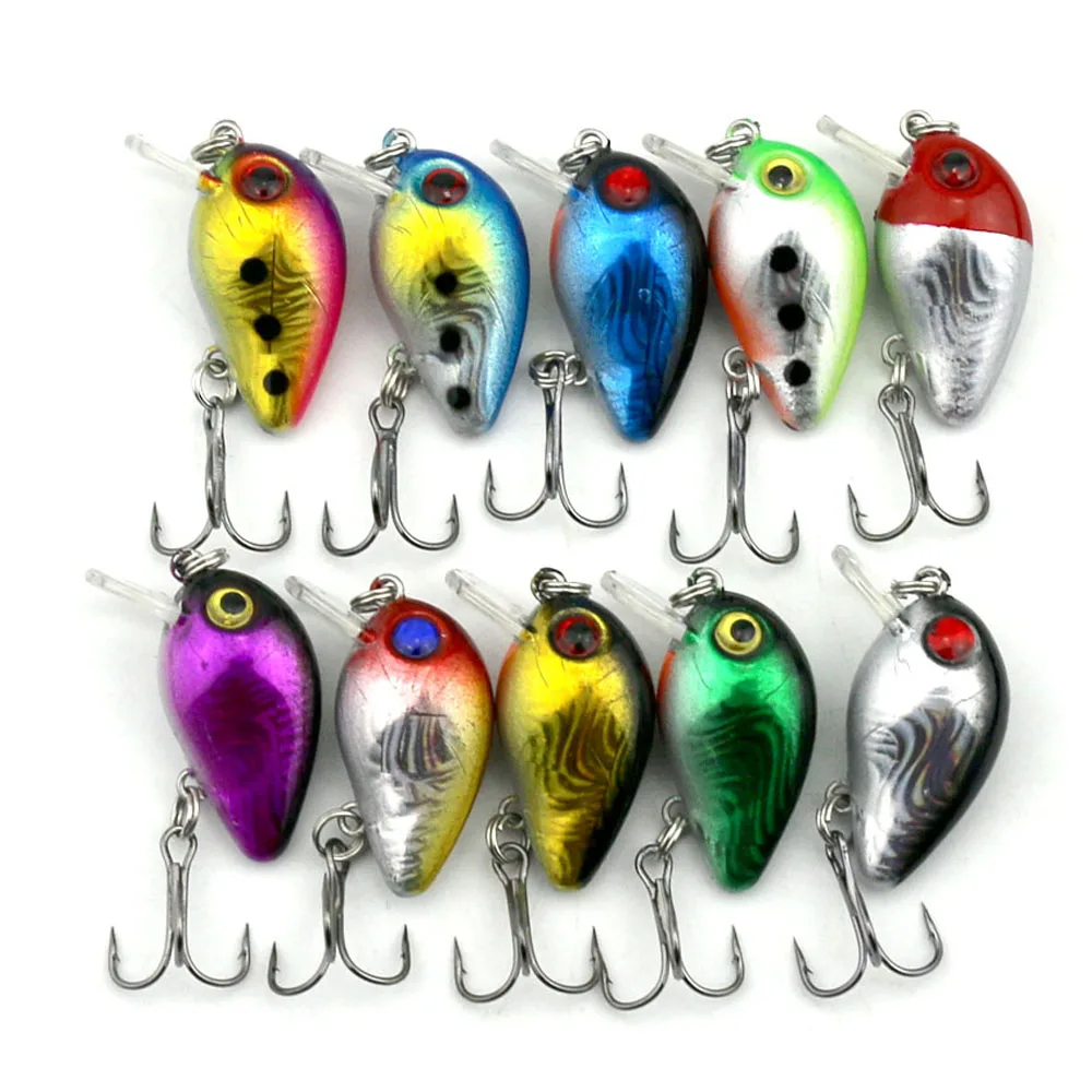 100PCS Fishing Crankbait Lure 3CM 1.6G Pesca 3d Eye Fishing Lure Hard BaitS Fishing Wobblers 10# Hooks Fake Lures Fishing