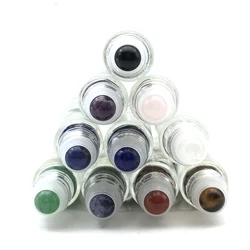 20pcs Natural Gemstone Roller Ball Fit 5ml 10ml Thick Glass Perfume Essential Oil Roll On Bottles
