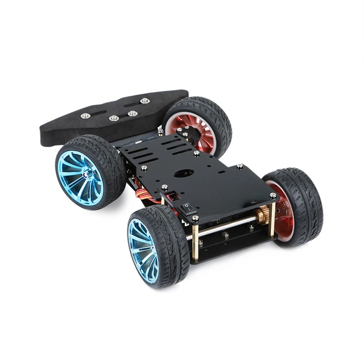 4WD RC Smart Car Chassis With Metal Steering Gear Servo Bearing Kit Controlled By Arduino 4 Wheels Robot Model Diy RC Toy