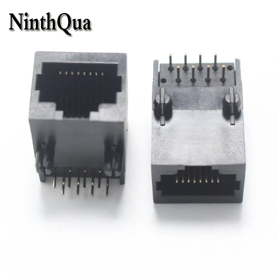 5pcs RJ45 Network  jack Connectors 90 Degrees Plastic Socket 59 8P8C Black Female Interface