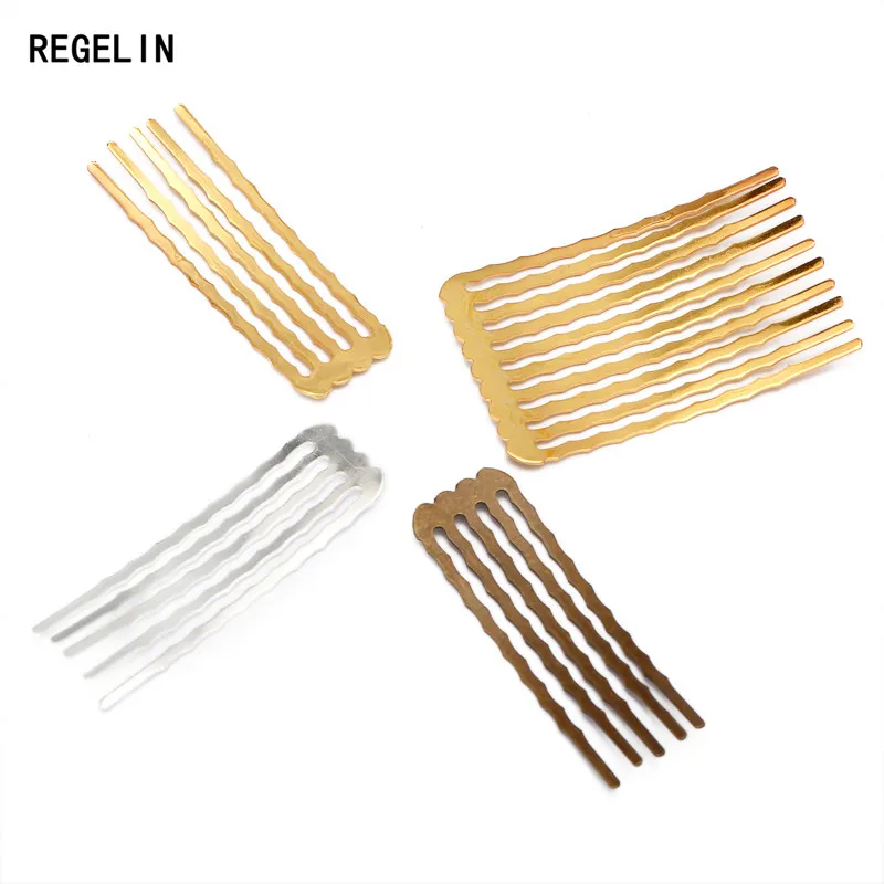 REGELIN 10pcs/lot 50mm 5/10/13teeth Copper Comb Hair Jewelry Making Finding Charm Women Hairs Findings Barrettes Retro Headwear