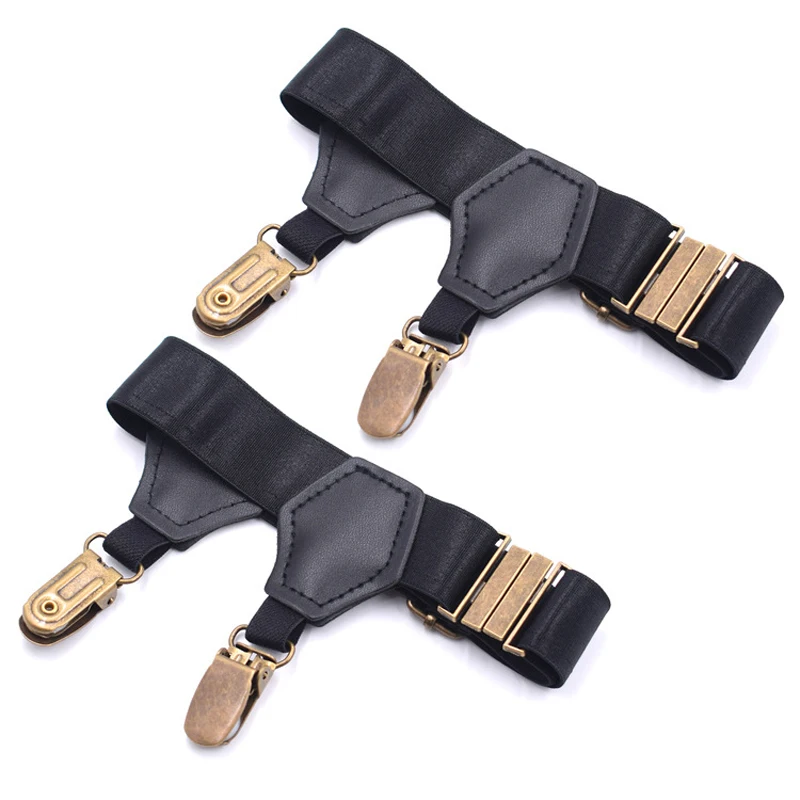 Leg Suspender Sock Stays Holder Gentleman Stocking Suspenders Elastic Uniform Leg Strap Bronze Clips Braces Socking Garters