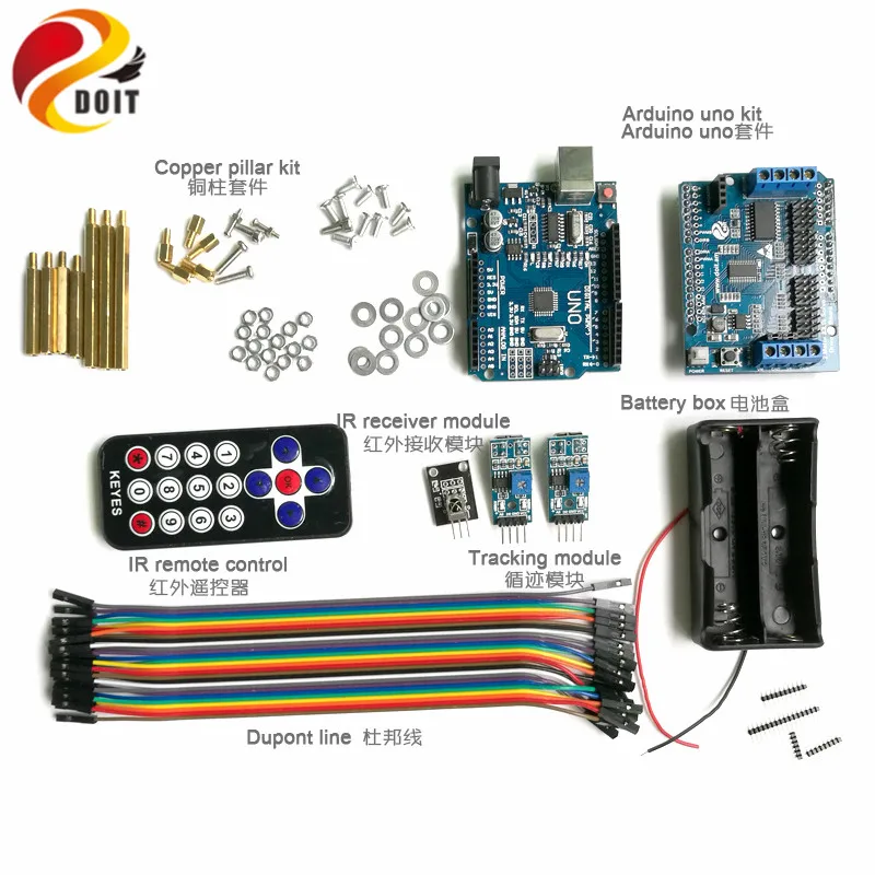 

1set IR Control Tracking Kit for arduino+Motor Drive Board+Tracking Module for Robot Tank Chassis by Phone