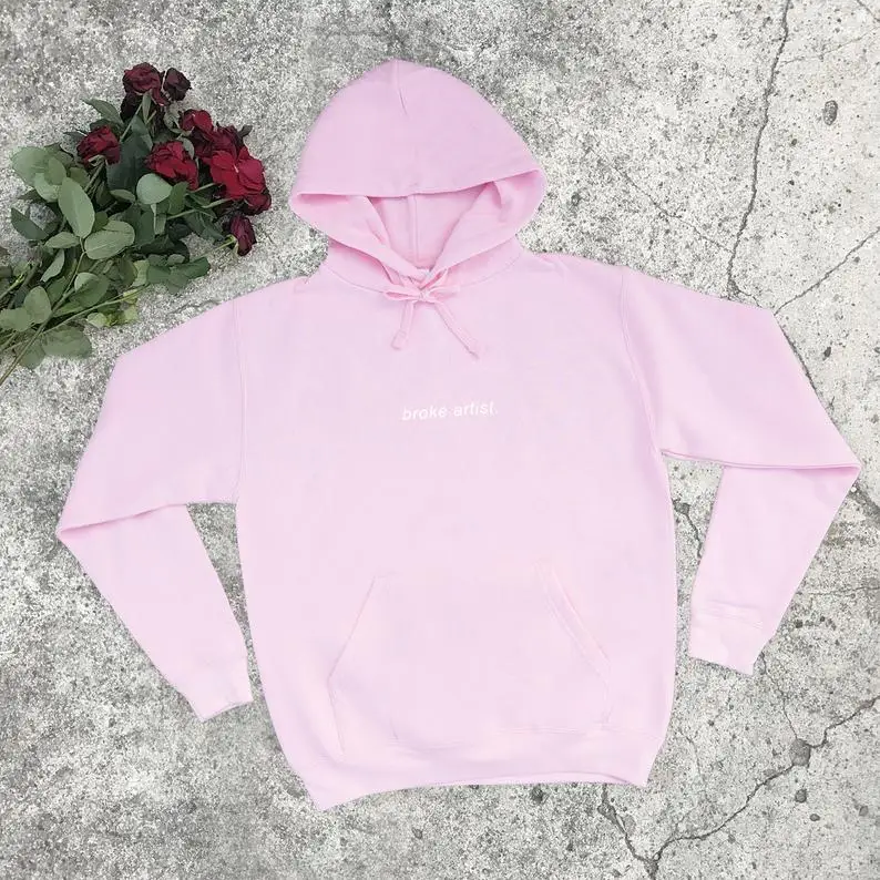 

Skuggnas New Arrival Broke Artist Baby Pink Women Hoodie Aesthetic Hoodies Tumblr Clothing Art Grunge Cute Pink Art Hoody