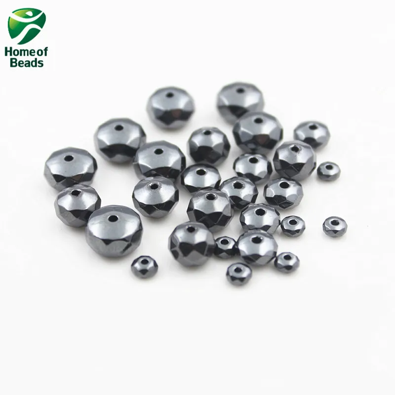 AAA quality Stone Hematite loose Flat faceted spacer beads black 5 7 8 10mm (20 pieces/lot) For DIY Jewelry Making HLB1010