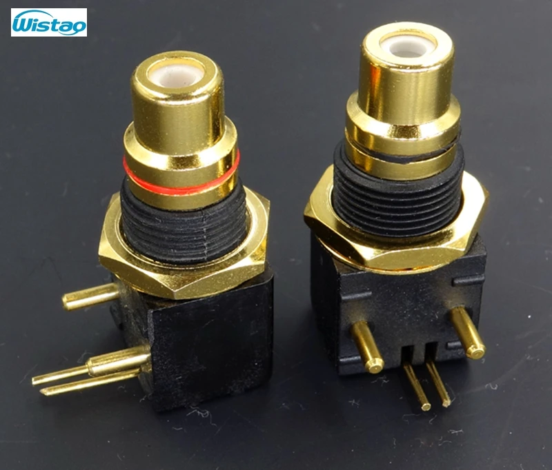 Extra-thick RCA jack 24K Brass Gold-plated Inserted PCB Thickness 4mm Superior Performance 1 Pair HIFI  Audio Free Shipping