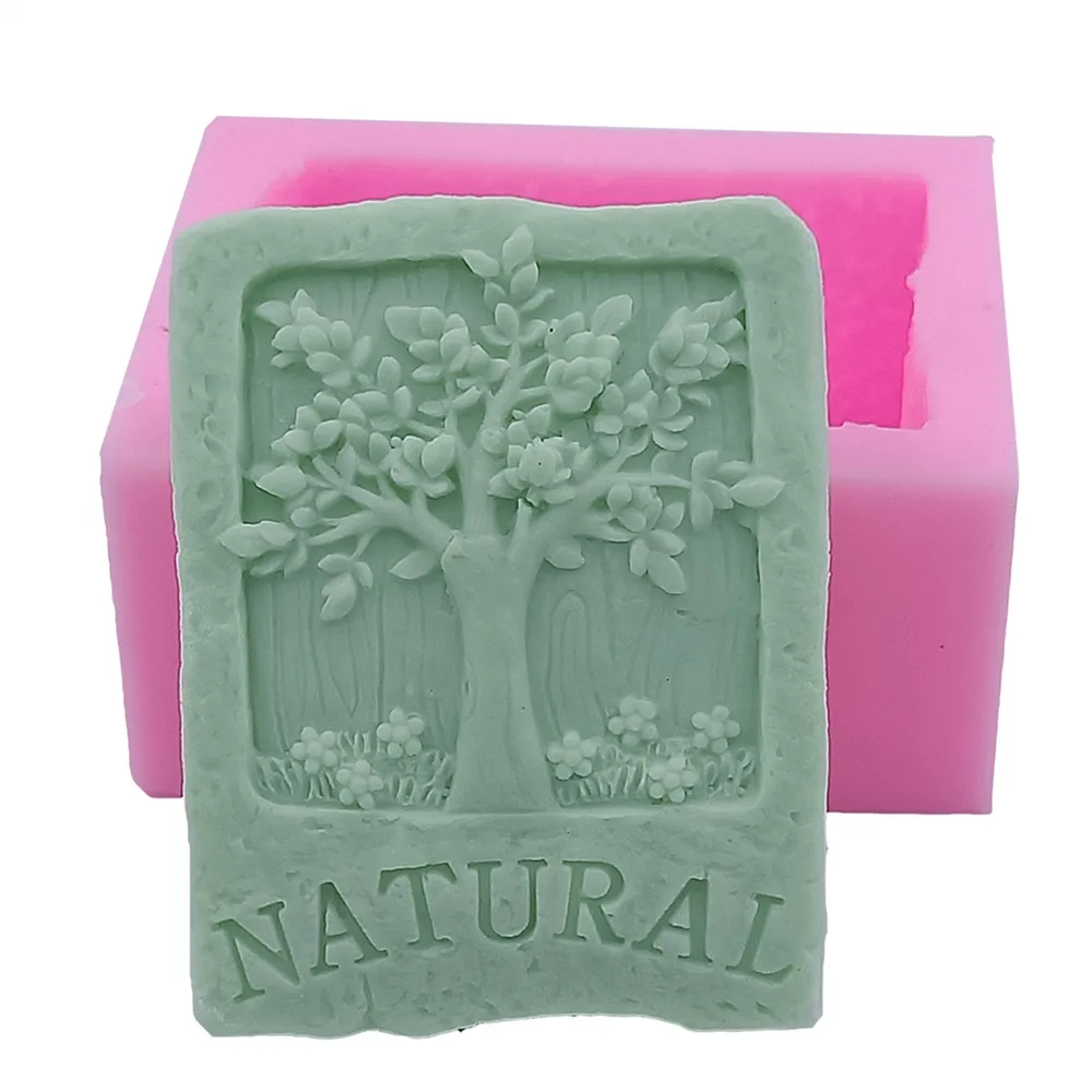 Tree Design Soap Mold Rectangle Silicone Mold for Natural Soap Bar Food Grade Silicone Molds DIY Handcrafted Soap Making Mould