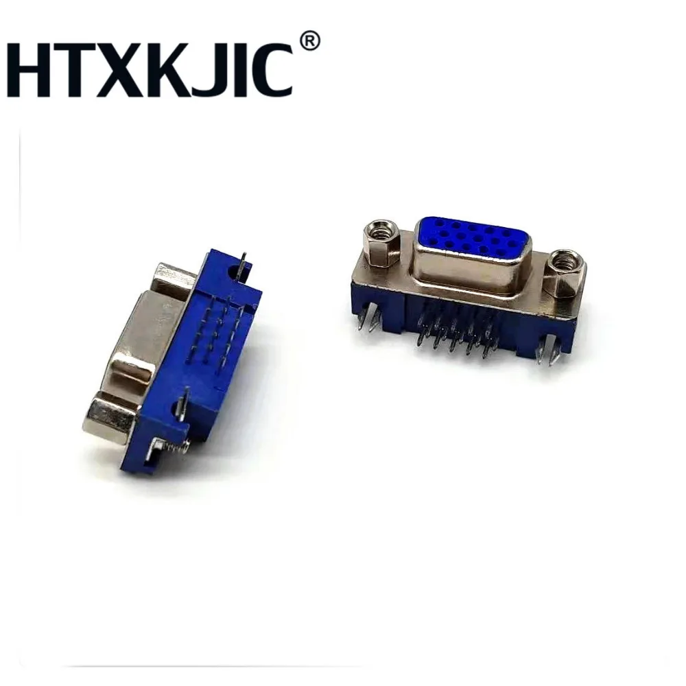 500 ピース DB15 DR15 3 行ブルーパラレルポート 15 ピン D Sub メス 15 方法 PCB 90 度コネクタ DB15 ソケットプラグ VGA アダプタ