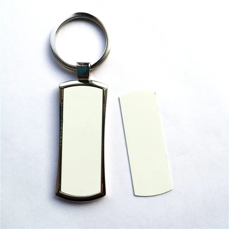 sublimation blank long Rectangle metal key ring hot transfer printing keychains material can print it on both sides 100pcs/lot