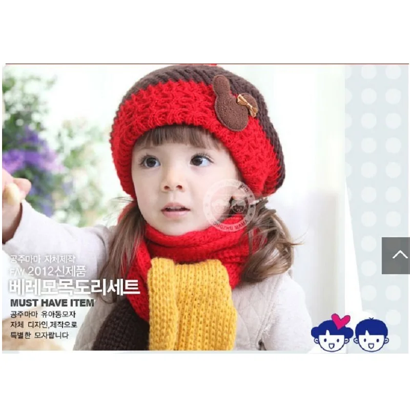 

Knitting Girls Hats scarf sets for Boys Stocking Hat newborn Cap Kids Wool Beanie Child winter hat Crochet snapback Bucket Bonet