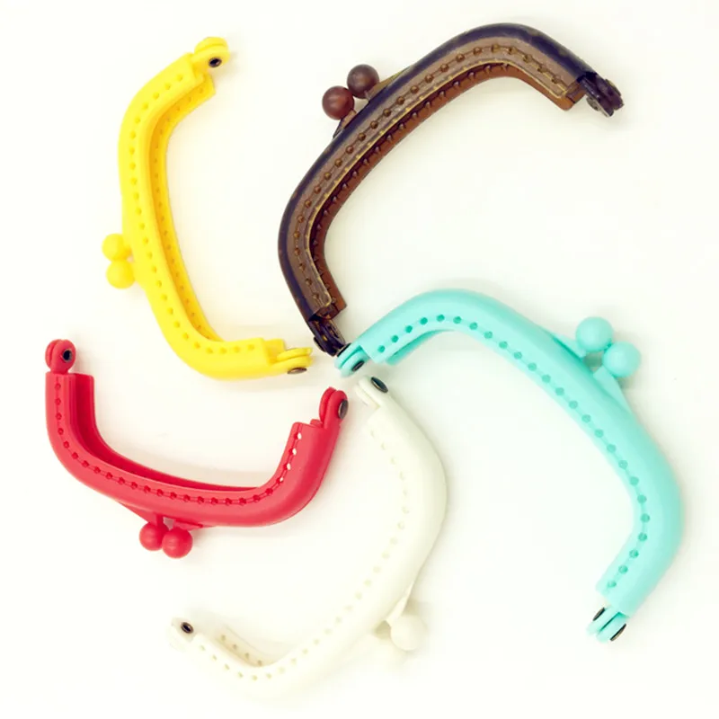 10Pcs Coins Purse Plastic Arc Frame Kiss Clasps Lock Mixed Candy Colors Handbag Handle 8.5x5cm