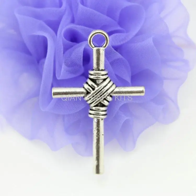 50pcs big cross tied nautical antique silver zinc alloy charm pendants drops for DIY jewelry accessory 40*25mm bulk supply