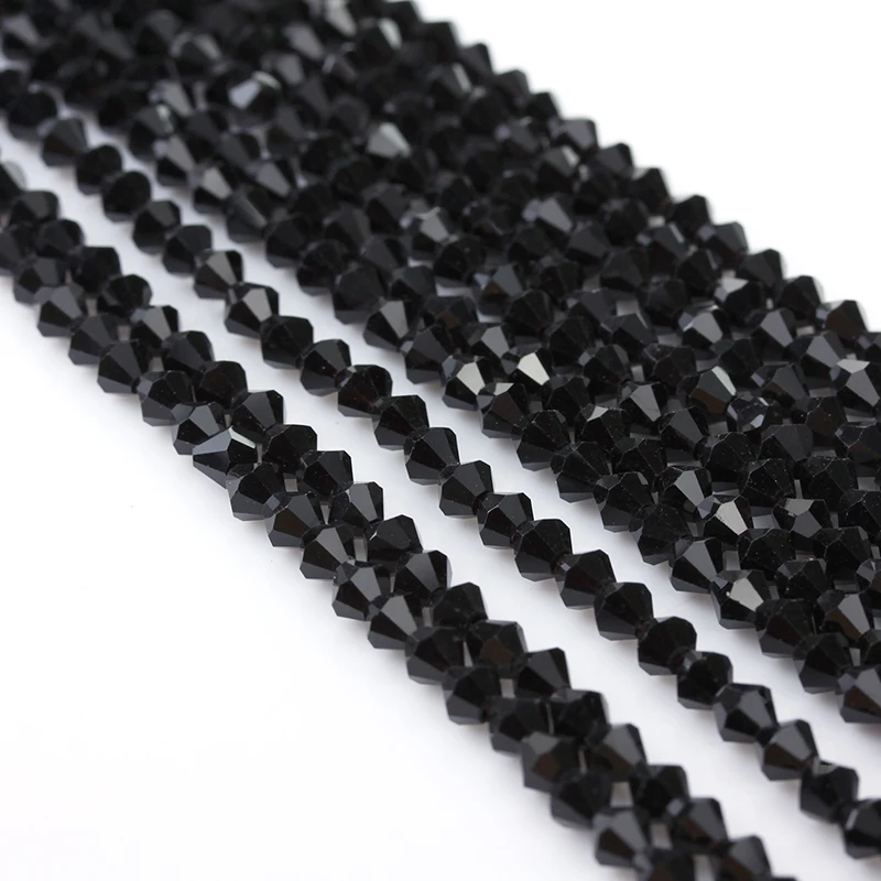 4mm Black Glass Crystals Loose Faceted Bicone Beads For DIY Bracelet Necklace Jewelry Making 1100pcs/lot