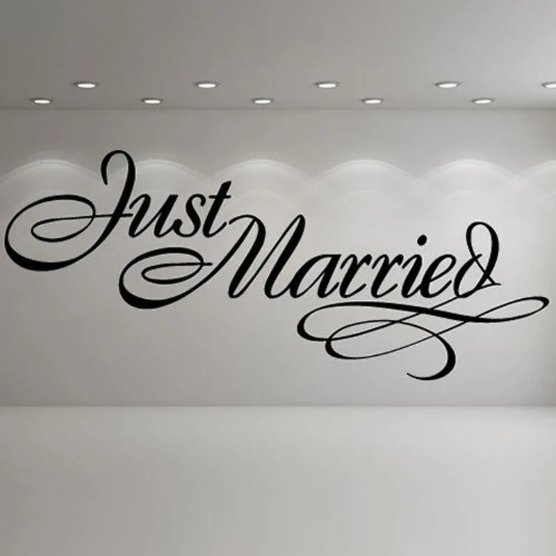 Just Married Elegant Sign Wedding Wall Stickers Occasion Decor Art Decals Quotes Wedding Party Decoration Vinyl Art Mural DS01