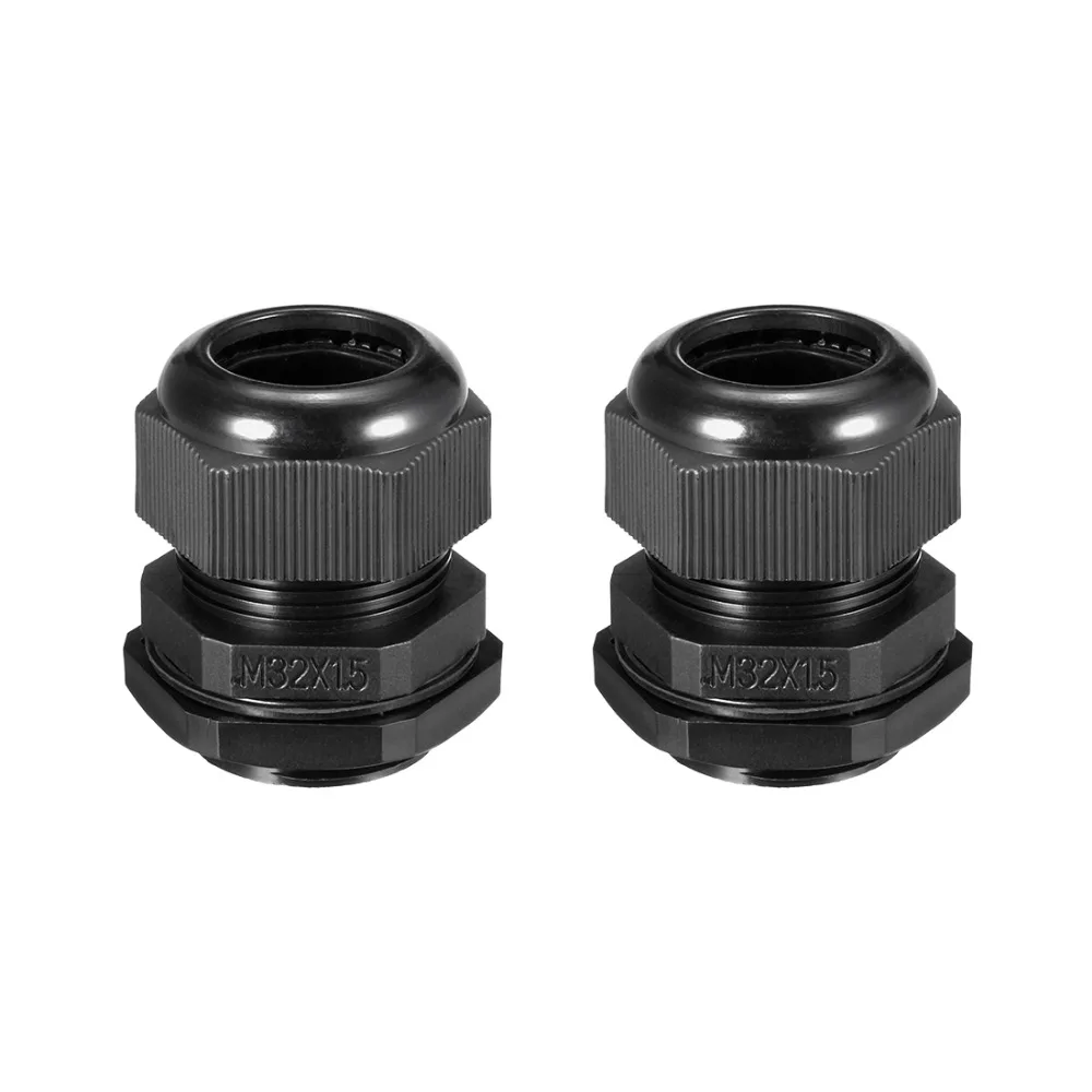 Uxcell الأسود 2 قطعة/الوحدة M32/M25/PG25/PG13.5 البلاستيك كابل الغدة المياه مقاومة موصل الكهربائية سلك المفاصل اكسسوارات