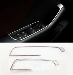 Stainless Steel Window Glass Lifting Buttons Frame Cover Trim 4pcs For Audi A3 8V 2013-2018 Car Door Armrest Panel Decoration