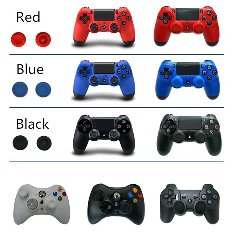 10 ชิ้น/แพ็คฝาครอบจับจอยสติ๊กซิลิโคน Thumb Stick สำหรับ Sony PlayStation 3 PS3 PS4 ตัวควบคุมสำหรับ Xbox360 XBOX ONE