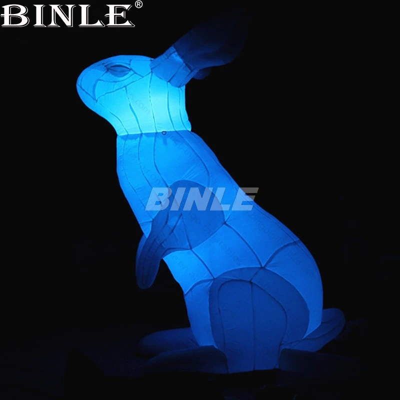 Hot sale easter decoration LED lighting white giant cheap inflatable Bunny cartoon balloons animal replica for advertising