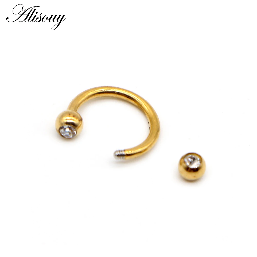 Alisouy 1PC Stainless Steel Hoop Nose Ring Nose Piercing Fake Piercing Septum Clicker Numbers Hanger For Jewelry