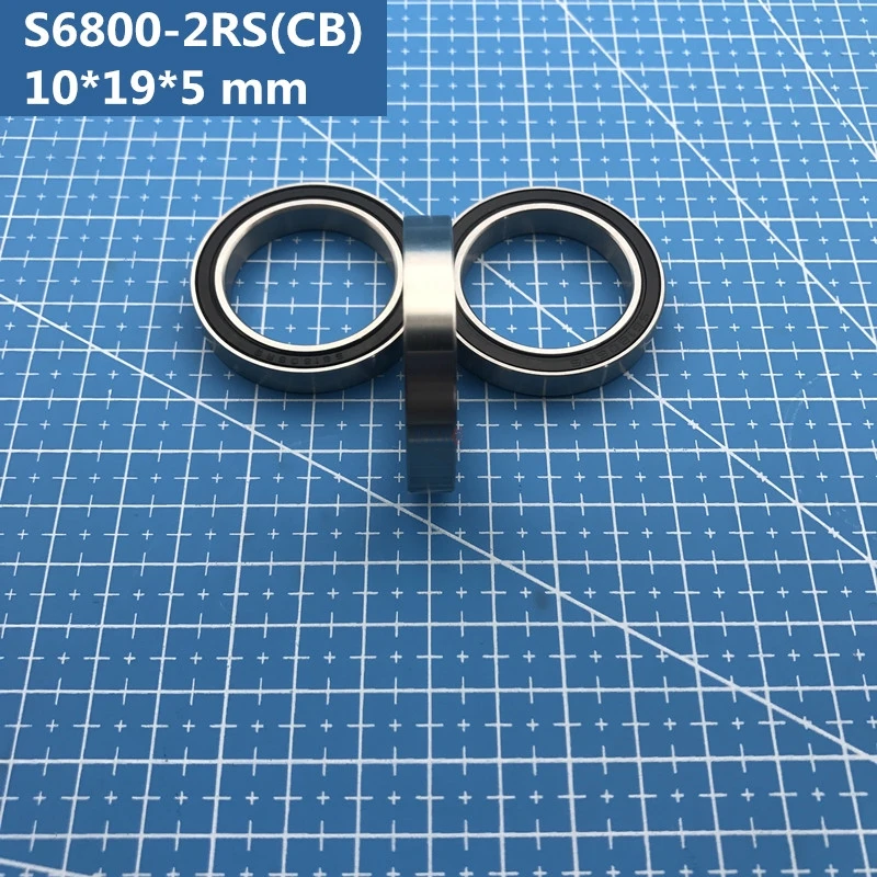 4PCS 10*19*5mm S6800-2RS Bearing Stainless Steel Hybrid Ceramic Thin Section Metric Bearings for Precision Applications