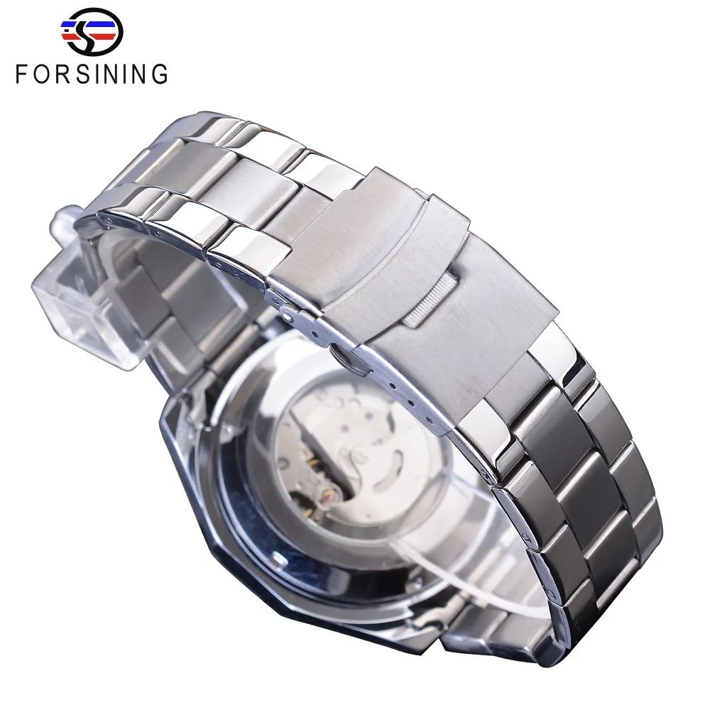 Forsining 2019 Military Silver Clock Steampunk Series Complete Calendar Men Sport Mechanical Automatic Watches Top Brand Luxury