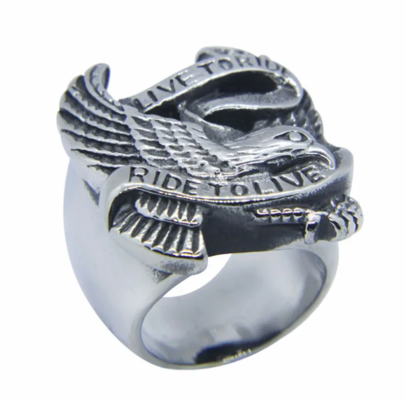 1pc Dropship Live To Ride Eagle Ring 316L Stainless Steel Fashion Hiphot Style Biker Ring