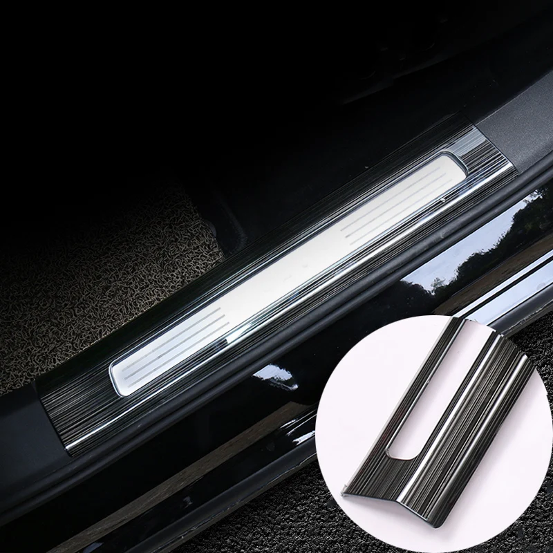 For Volvo XC90 2015-2019 Black Stainless Car Door Sill Guards Scuff Plate protection cover trim Car Styling Accessories 8pcs