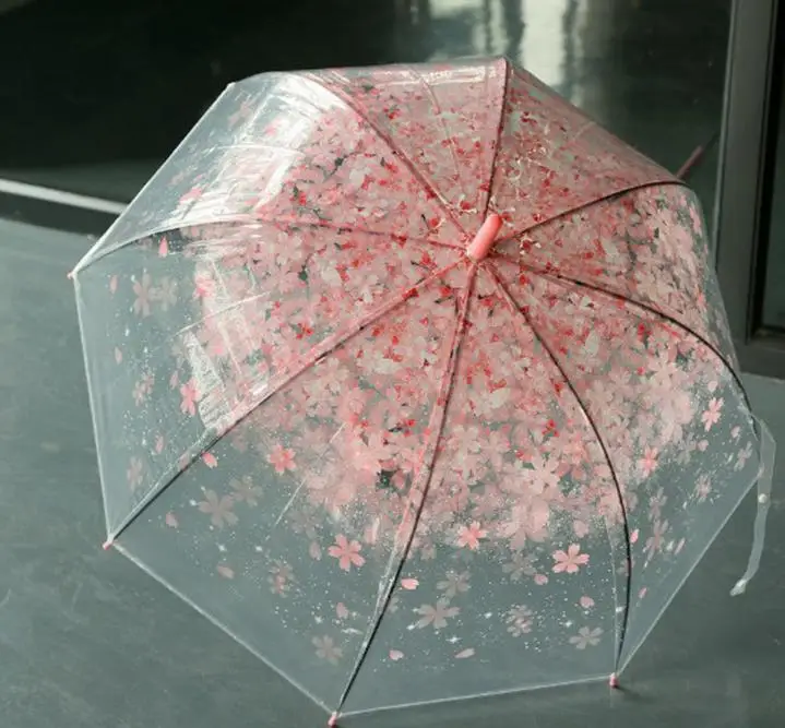 

Transparent Clear Umbrella Cherry Blossom Mushroom Apollo Sakura Princess Umbrella handle Walking Brolly Parasol umbrellas gift