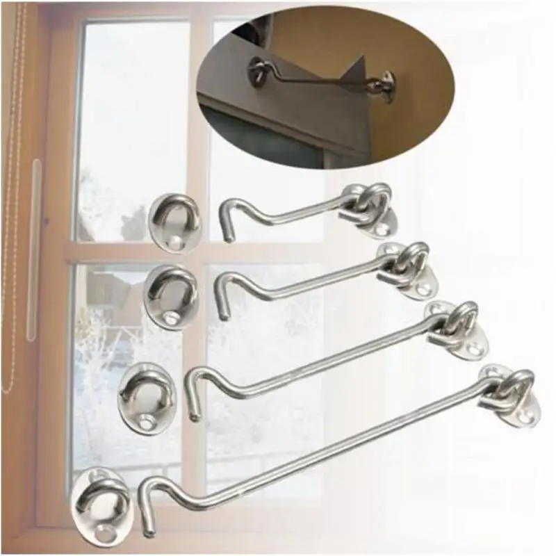 Stainless Steel Cabin Hook And Eye Latch Lock Shed Gate Door Catch Silent Holder