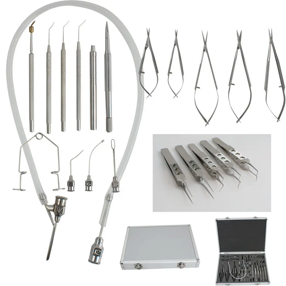 Ensemble d'instruments chirurgicaux pour microchirurgie des yeux, garantie 100%, 21 couches ophtalmiques