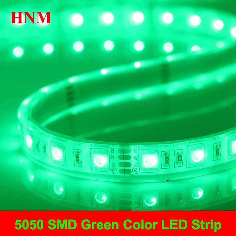 5M 60LEDs/m SMD 5050 LED Strip Green Flexible LED Light 12V Waterproof Silicon Tube IP67 White PCB Green Color SMD5050 300LEDs