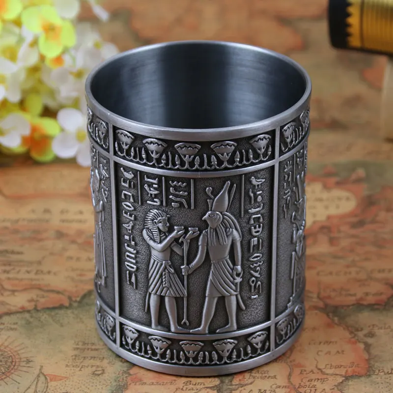 Metal Craft Egyptian Pen Holder Zinc Alloy Egyptian Totem Pencil Holder Desktop Storage Pen Box Office Culture Gifts BT01