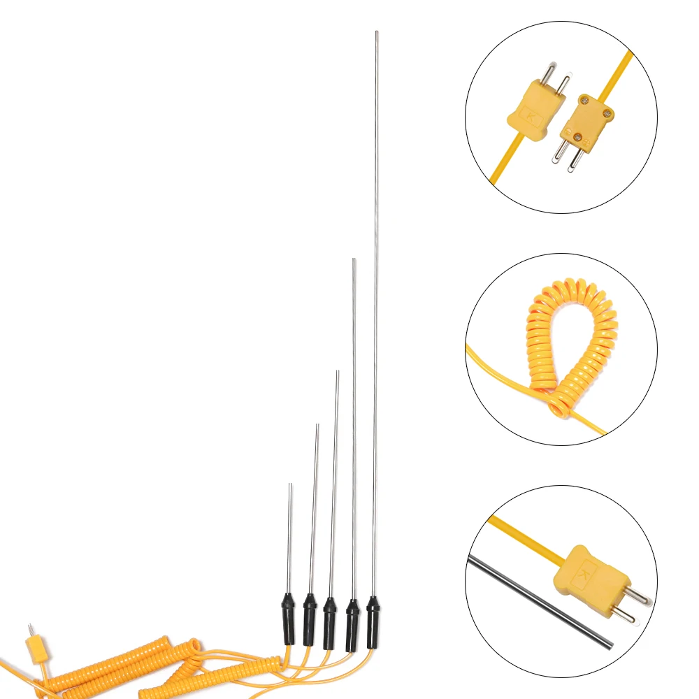 1Pc Durable 100/150/200/300/500mm K-Type Thermocouple Probe Sensor Temperature -50°C to 1200°C Measuring Tools with Wire Cable