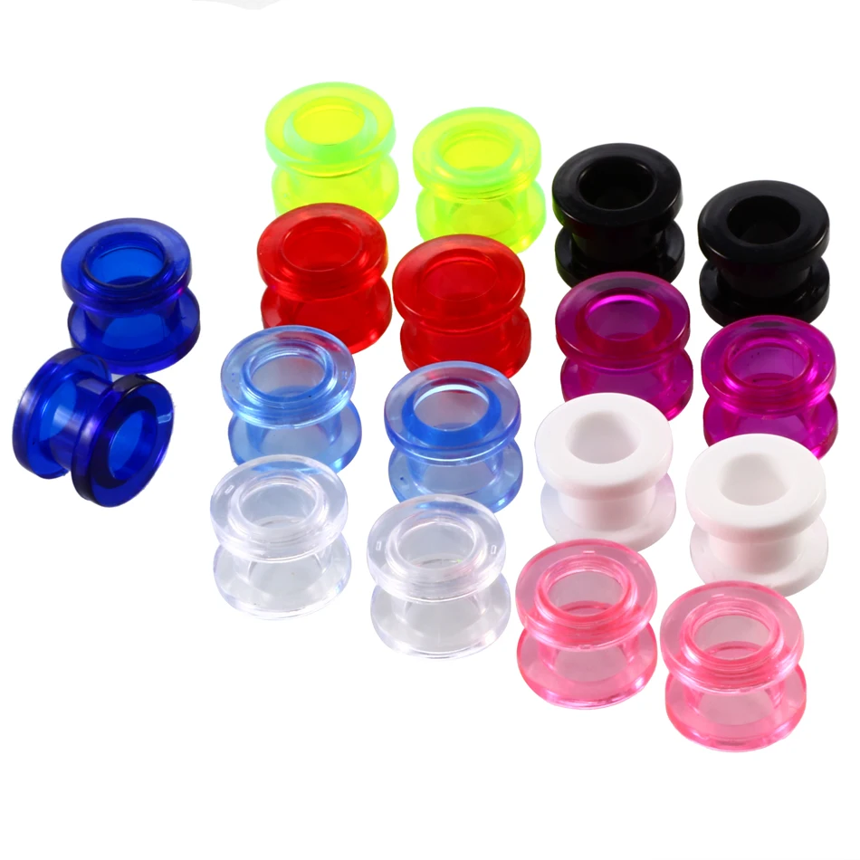 2 PCS Multicolor Acrylic Ear Stretchers Plugs and Tunnels Clear Ear Plugs Ear Gauge Screw Flesh Body Piercing Jewelry SWANJO