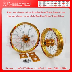 15mm Front 1.60-17 Rear 1.85-14 inch Alloy Wheel Rim with CNC Hub For KAYO HR-160cc TY150CC Dirt Pit bike 14/17 inch Gold wheel