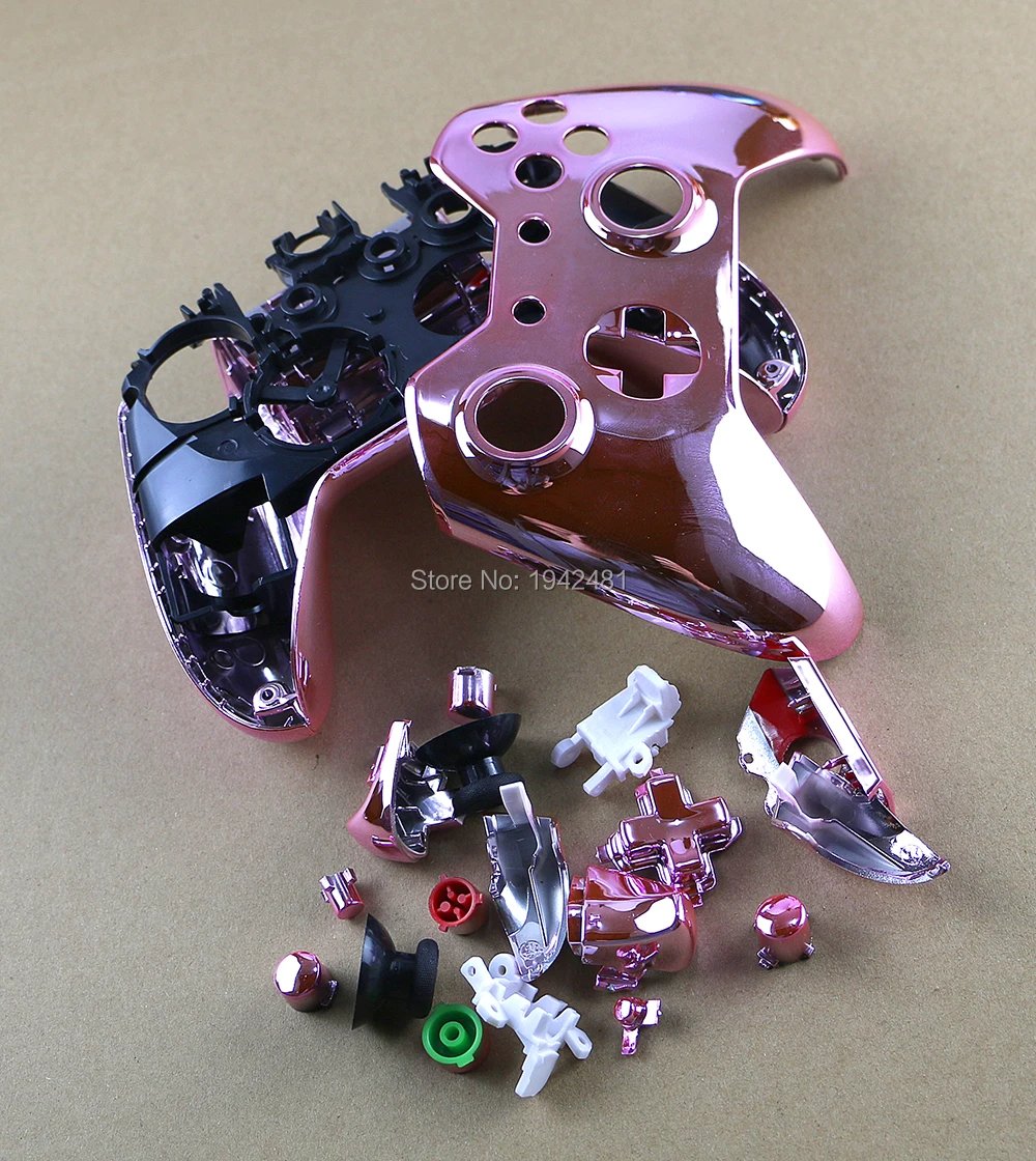 ボタン付きの完全なハウジング,xbox one,xboxone,ワイヤレスコントローラー用の交換用クロームケース,1セット
