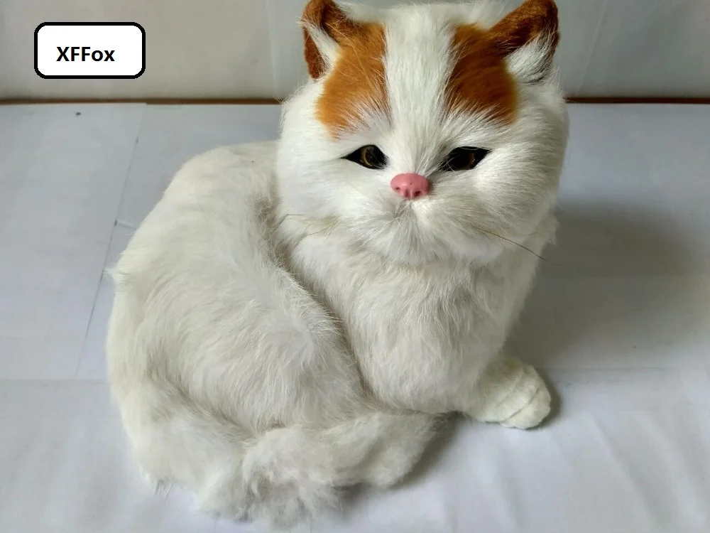 fat real life sitting cat model plastic&furs yellow head cat doll gift about 20x17cm xf1354